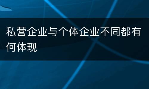 私营企业与个体企业不同都有何体现
