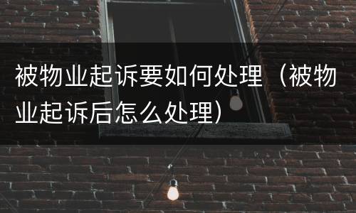 被物业起诉要如何处理（被物业起诉后怎么处理）