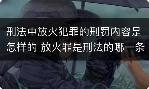 刑法中放火犯罪的刑罚内容是怎样的 放火罪是刑法的哪一条
