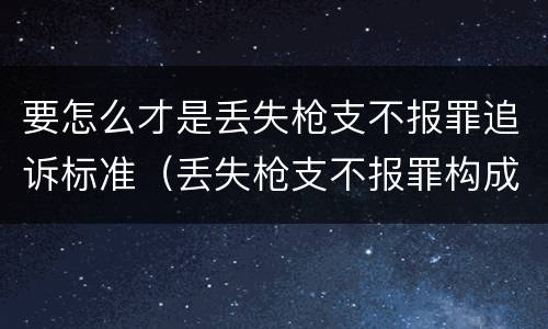 要怎么才是丢失枪支不报罪追诉标准（丢失枪支不报罪构成要件）