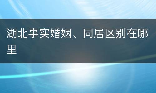 湖北事实婚姻、同居区别在哪里