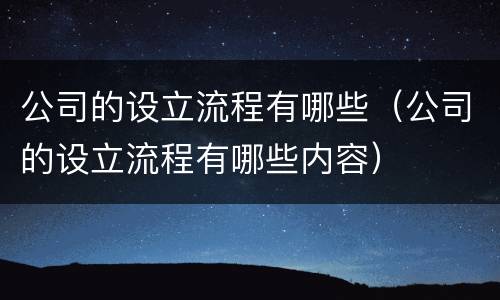 公司的设立流程有哪些（公司的设立流程有哪些内容）
