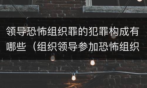 领导恐怖组织罪的犯罪构成有哪些（组织领导参加恐怖组织罪的主体）