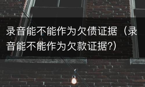 录音能不能作为欠债证据（录音能不能作为欠款证据?）
