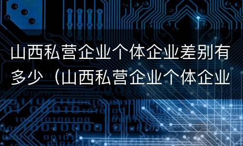 山西私营企业个体企业差别有多少（山西私营企业个体企业差别有多少个）