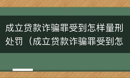成立贷款诈骗罪受到怎样量刑处罚（成立贷款诈骗罪受到怎样量刑处罚呢）
