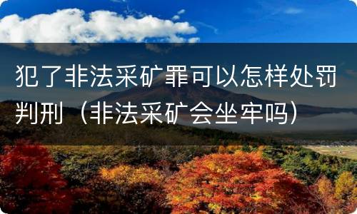 犯了非法采矿罪可以怎样处罚判刑（非法采矿会坐牢吗）