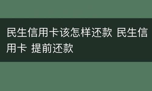 民生信用卡该怎样还款 民生信用卡 提前还款