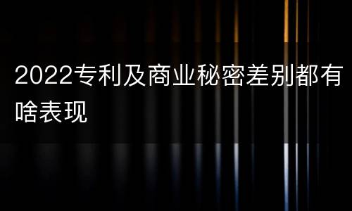 2022专利及商业秘密差别都有啥表现