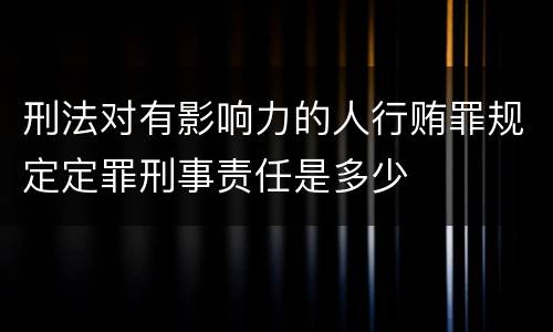 刑法对有影响力的人行贿罪规定定罪刑事责任是多少