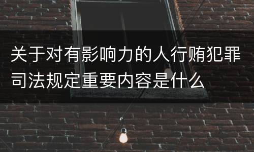关于对有影响力的人行贿犯罪司法规定重要内容是什么