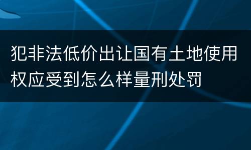 犯非法低价出让国有土地使用权应受到怎么样量刑处罚