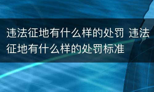 违法征地有什么样的处罚 违法征地有什么样的处罚标准