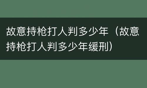 故意持枪打人判多少年（故意持枪打人判多少年缓刑）