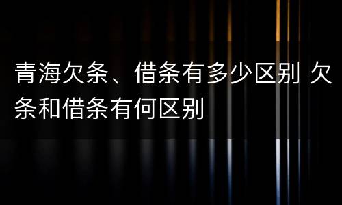青海欠条、借条有多少区别 欠条和借条有何区别