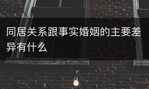 同居关系跟事实婚姻的主要差异有什么