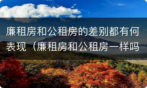 廉租房和公租房的差别都有何表现（廉租房和公租房一样吗?）