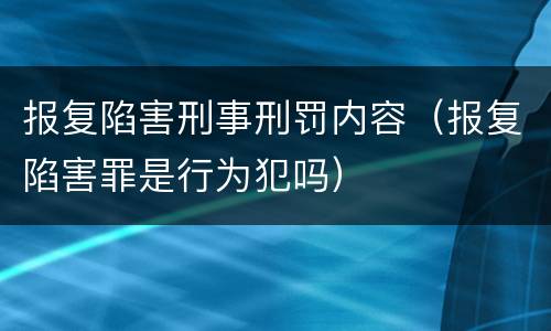 报复陷害刑事刑罚内容（报复陷害罪是行为犯吗）