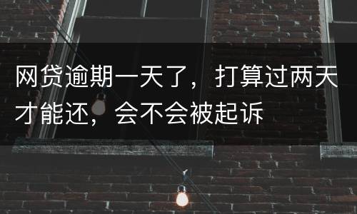 网贷逾期一天了，打算过两天才能还，会不会被起诉