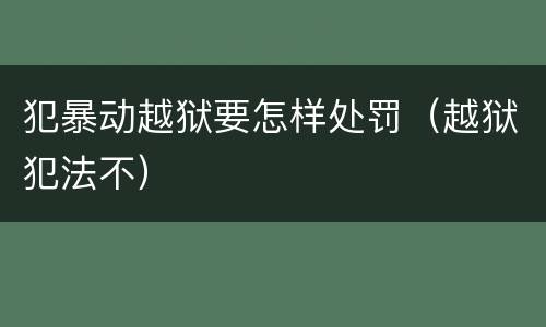 犯暴动越狱要怎样处罚（越狱犯法不）