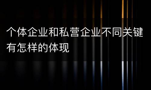 个体企业和私营企业不同关键有怎样的体现