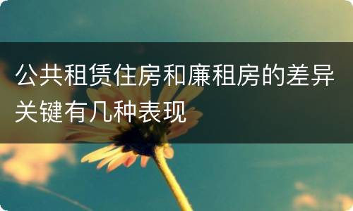 公共租赁住房和廉租房的差异关键有几种表现
