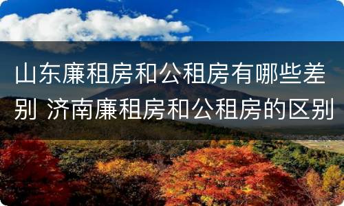山东廉租房和公租房有哪些差别 济南廉租房和公租房的区别