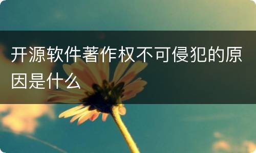 开源软件著作权不可侵犯的原因是什么