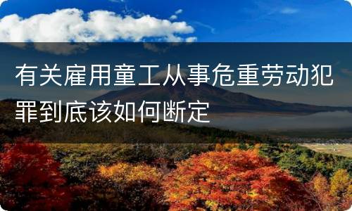 有关雇用童工从事危重劳动犯罪到底该如何断定