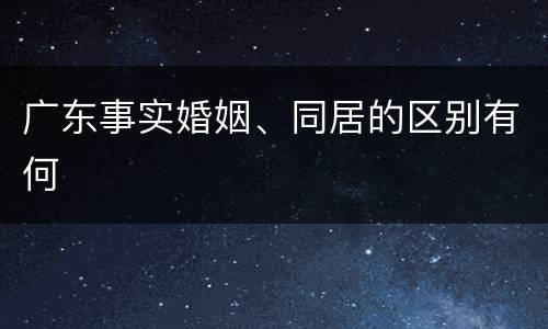 广东事实婚姻、同居的区别有何