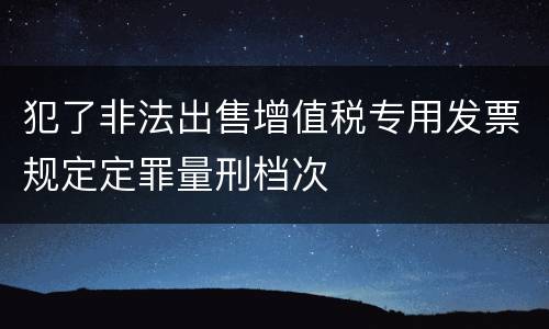 犯了非法出售增值税专用发票规定定罪量刑档次