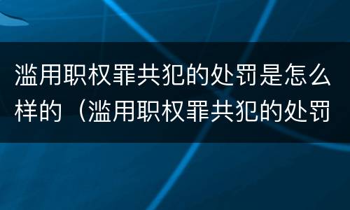 滥用职权罪共犯的处罚是怎么样的（滥用职权罪共犯的处罚是怎么样的情形）