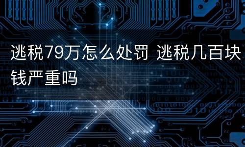 逃税79万怎么处罚 逃税几百块钱严重吗