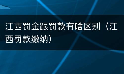 江西罚金跟罚款有啥区别（江西罚款缴纳）