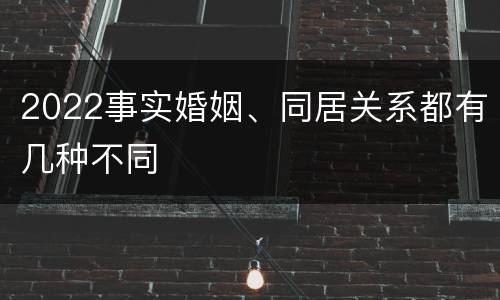 2022事实婚姻、同居关系都有几种不同