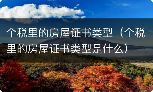 个税里的房屋证书类型（个税里的房屋证书类型是什么）