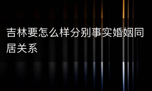吉林要怎么样分别事实婚姻同居关系