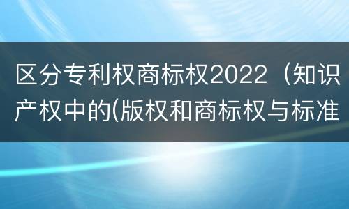 区分专利权商标权2022（知识产权中的(版权和商标权与标准）