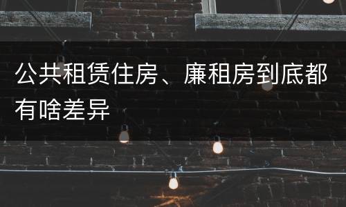 公共租赁住房、廉租房到底都有啥差异