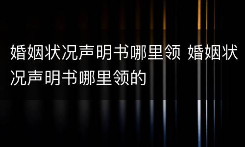 婚姻状况声明书哪里领 婚姻状况声明书哪里领的