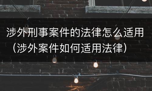 涉外刑事案件的法律怎么适用（涉外案件如何适用法律）