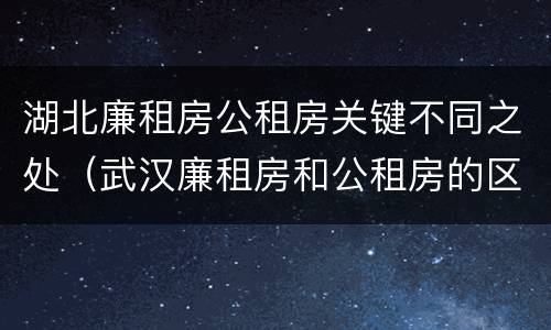 湖北廉租房公租房关键不同之处（武汉廉租房和公租房的区别）