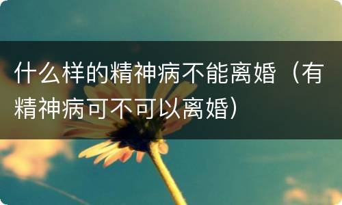 什么样的精神病不能离婚（有精神病可不可以离婚）