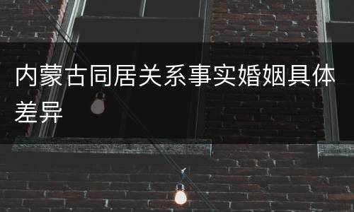 内蒙古同居关系事实婚姻具体差异