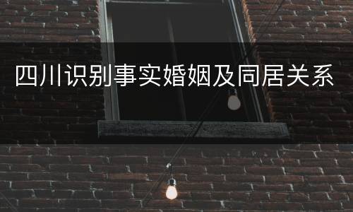 四川识别事实婚姻及同居关系