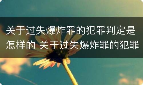 关于过失爆炸罪的犯罪判定是怎样的 关于过失爆炸罪的犯罪判定是怎样的标准