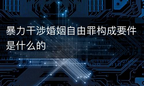暴力干涉婚姻自由罪构成要件是什么的