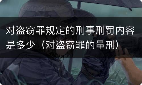 对盗窃罪规定的刑事刑罚内容是多少（对盗窃罪的量刑）