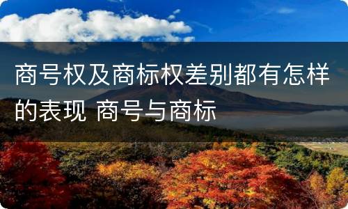 商号权及商标权差别都有怎样的表现 商号与商标