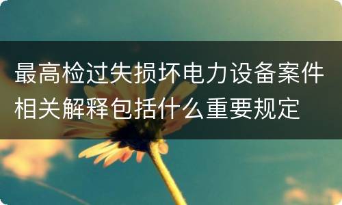 最高检过失损坏电力设备案件相关解释包括什么重要规定